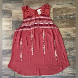 Love On Tap terracotta wide strap blouse with embroidery Size M